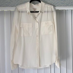 J Crew 100% White Silk blouse